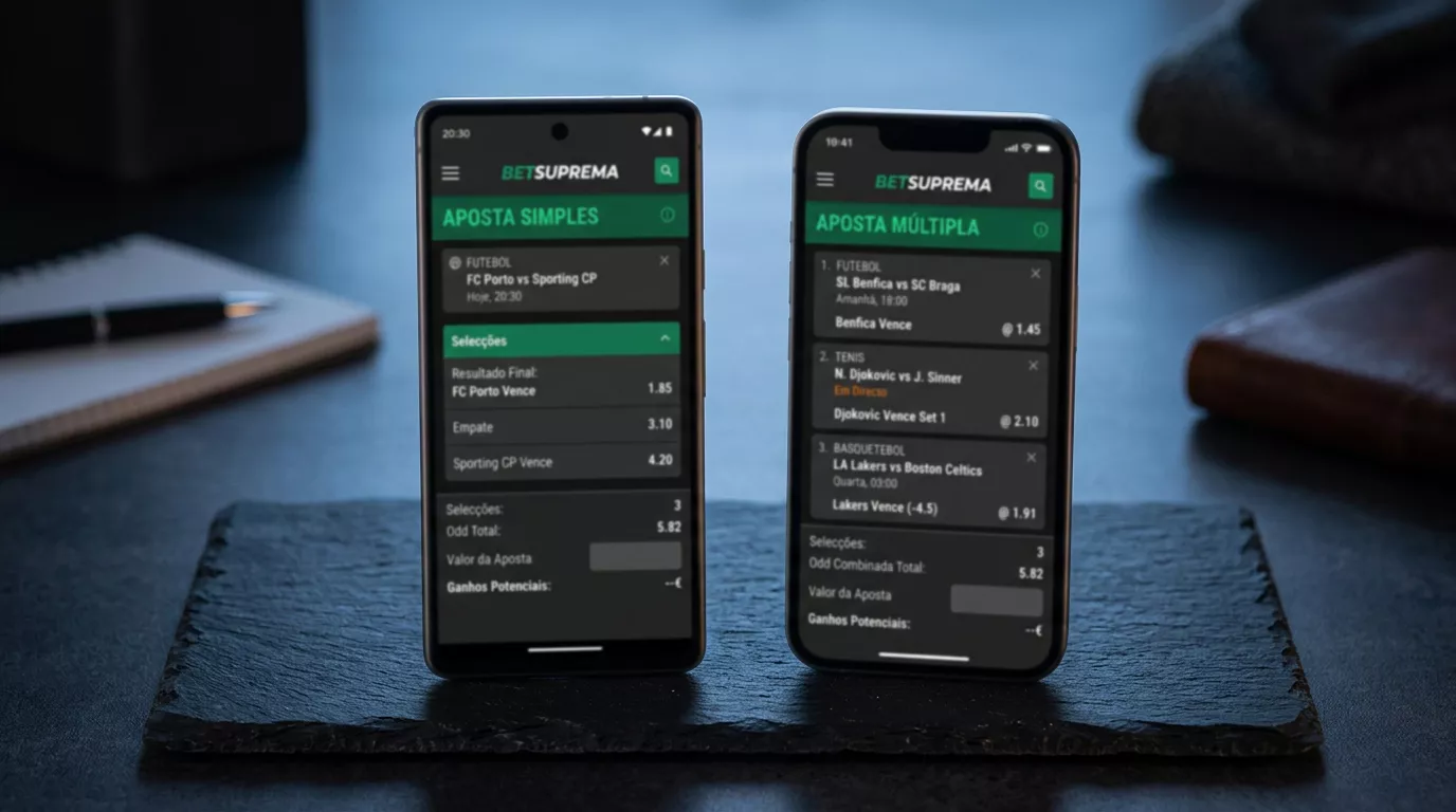Tipos de apostas desportivas online - simples, múltiplas, ao vivo e handicap